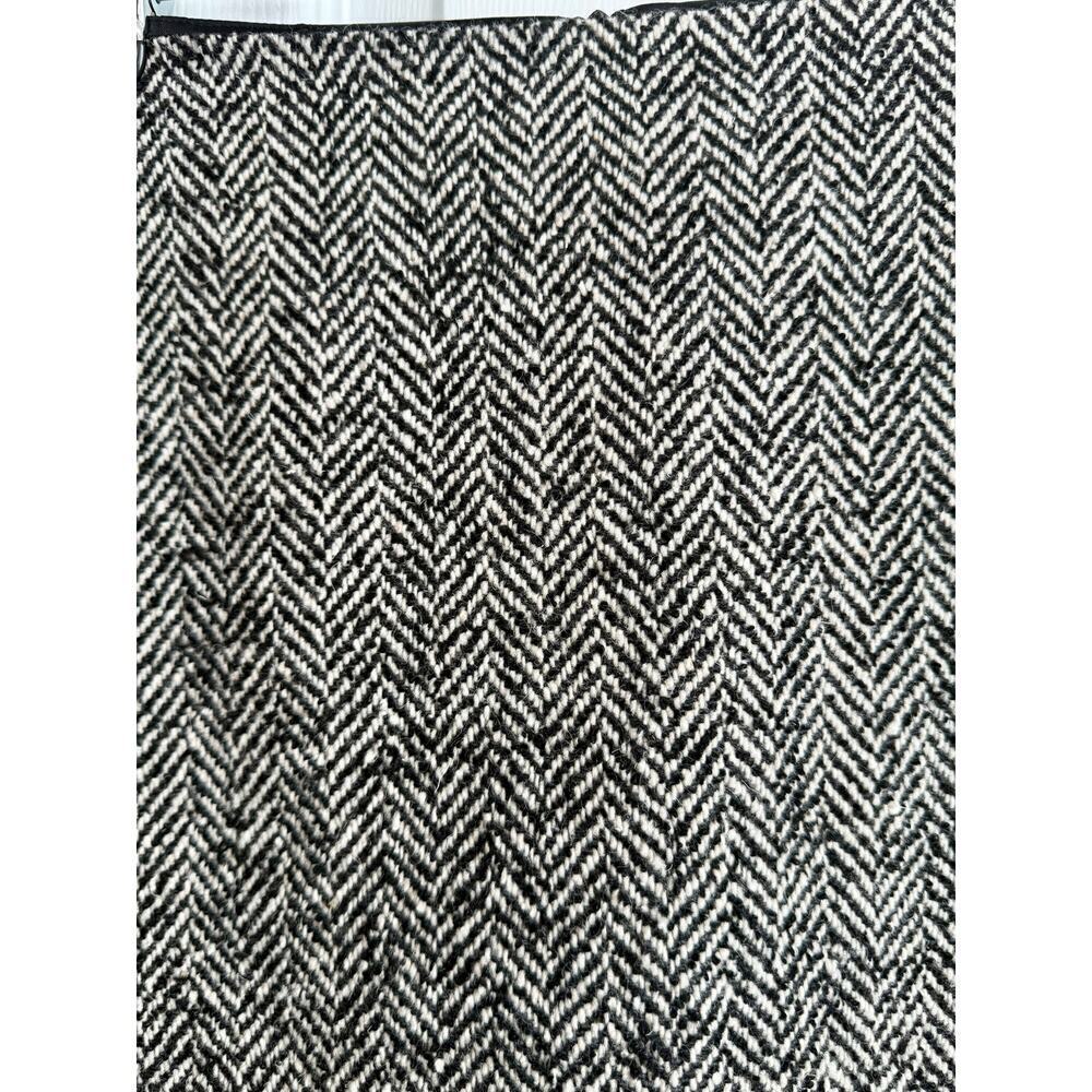 Shelli Segal Wool Blend Leather Herringbone Skirt Vintage 90s size 8 - Picture 3 of 8
